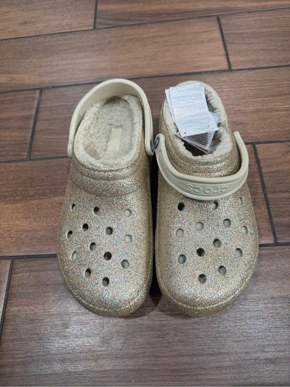 CROCS Classic Gold Glitter Lined Clog size 12
